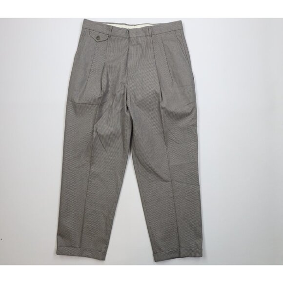 Vintage 90s Eddie Bauer Mens 36x29 Cotton Wide Leg Chino Pants Houndstooth USA